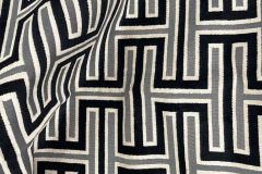 Top Fabric Carlyle-Muriel: Caviar | Geometric Cut Velvet Upholstery and Pillow Fabric