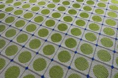 HBF Textiles Dot Grid: Apple & Blue | Geometric Upholstery Fabric