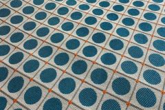 HBF Textiles Dot Grid: Blue & Orange | Geometric Upholstery Fabric