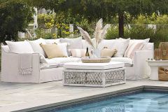 Perennials In the Loop: Sea Salt / Serena Lily Textured Loop | Outdoor Boucle Upholstery Fabric