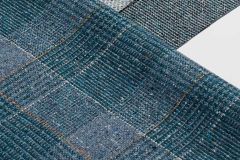 Luum Textiles Melange Check: Faience Blue | Recycled Wool Plaid Upholstery Fabric