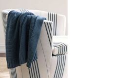 Perennials / Serena Lily Lake Stripe: White Navy | Outdoor Upholstery Fabric