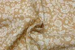 Serena Lily Claremont Petite: Wheat | Floral Linen for Upholstery & Pillows Fabric