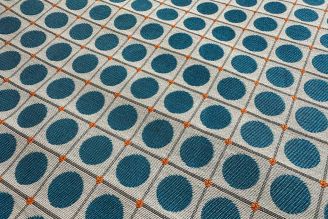 HBF Textiles Dot Grid: Blue & Orange | Geometric Upholstery Fabric