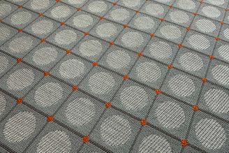 HBF Textiles Dot Grid: Gray & Orange | Geometric Upholstery Fabric