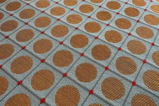 HBF Textiles Dot Grid Melon Red Geometric Upholstery Fabric from Modern Fabrics