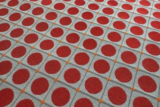 HBF Textiles Dot Grid: Red & Orange | Geometric Upholstery Fabric