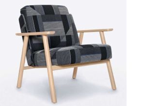 Luum Textiles Mitered: Black Walnut by Suzanne Tick | Geometric Pillow Upholstery Fabric
