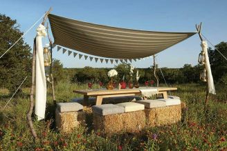 Perennials Paddington Stripe: Pumice by Rose Tarlow | Outdoor Upholstery Fabric