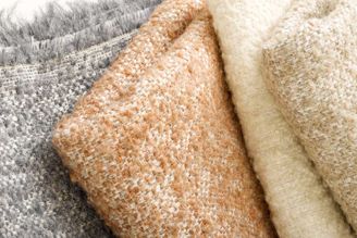 Pollack Edelweiss: Fawn | Chunky Wool Linen Boucle Upholstery Fabric from Modern Fabrics