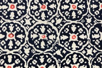 Quadrille China Seas Nitik II: Navy Orange on Tint from Modern Fabrics